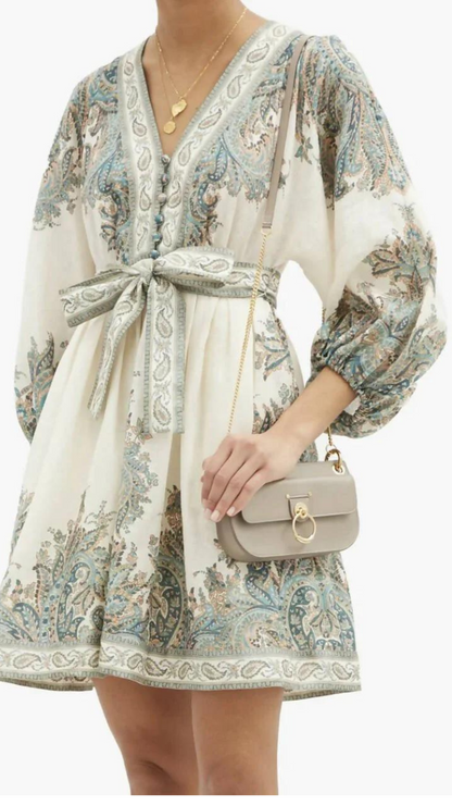 Zimmermann - Brighton Paisley Mini Dress -Turquiose Paisley