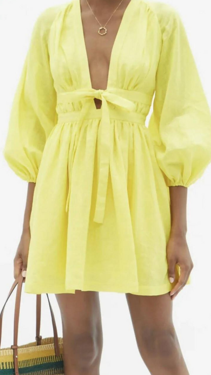Zimmermann - Shelly Plunge Bow Mini Dress