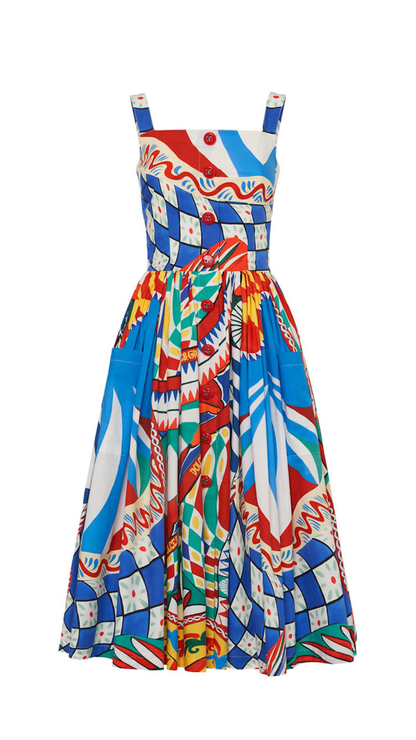 Dolce & Gabbana - Caretto Print Cotton Poplin Midi