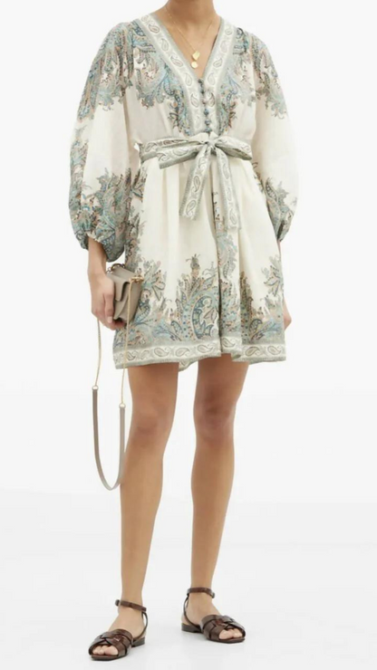 Zimmermann - Brighton Paisley Mini Dress -Turquiose Paisley