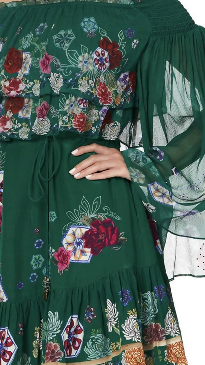 Camilla - Tiered Ruffle Dress - Emeralds Orbit