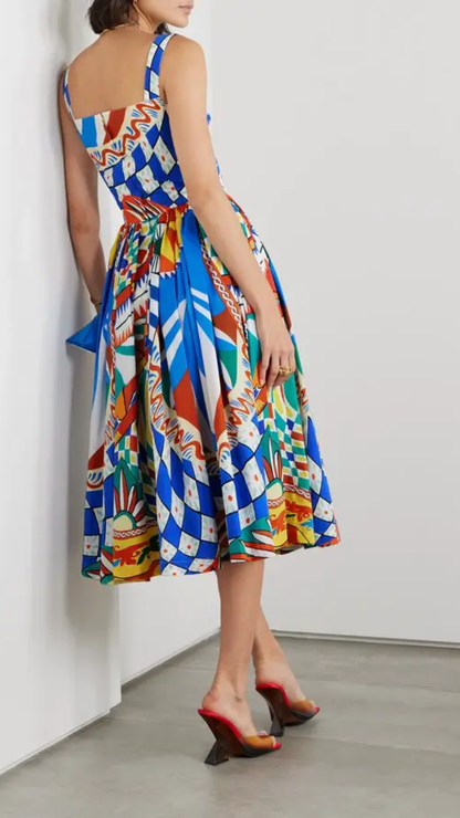 Dolce & Gabbana - Caretto Print Cotton Poplin Midi