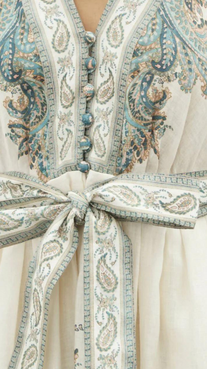 Zimmermann - Brighton Paisley Mini Dress -Turquiose Paisley